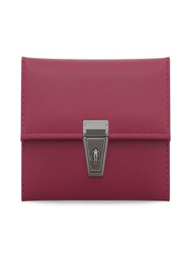 junelux Premium Women�s Clutch Wallet � Stylish Leather Finish with Metal Lock | Available in Dark Green, Brown, Purple & Cherry Red (Cherry Red) - Image 2